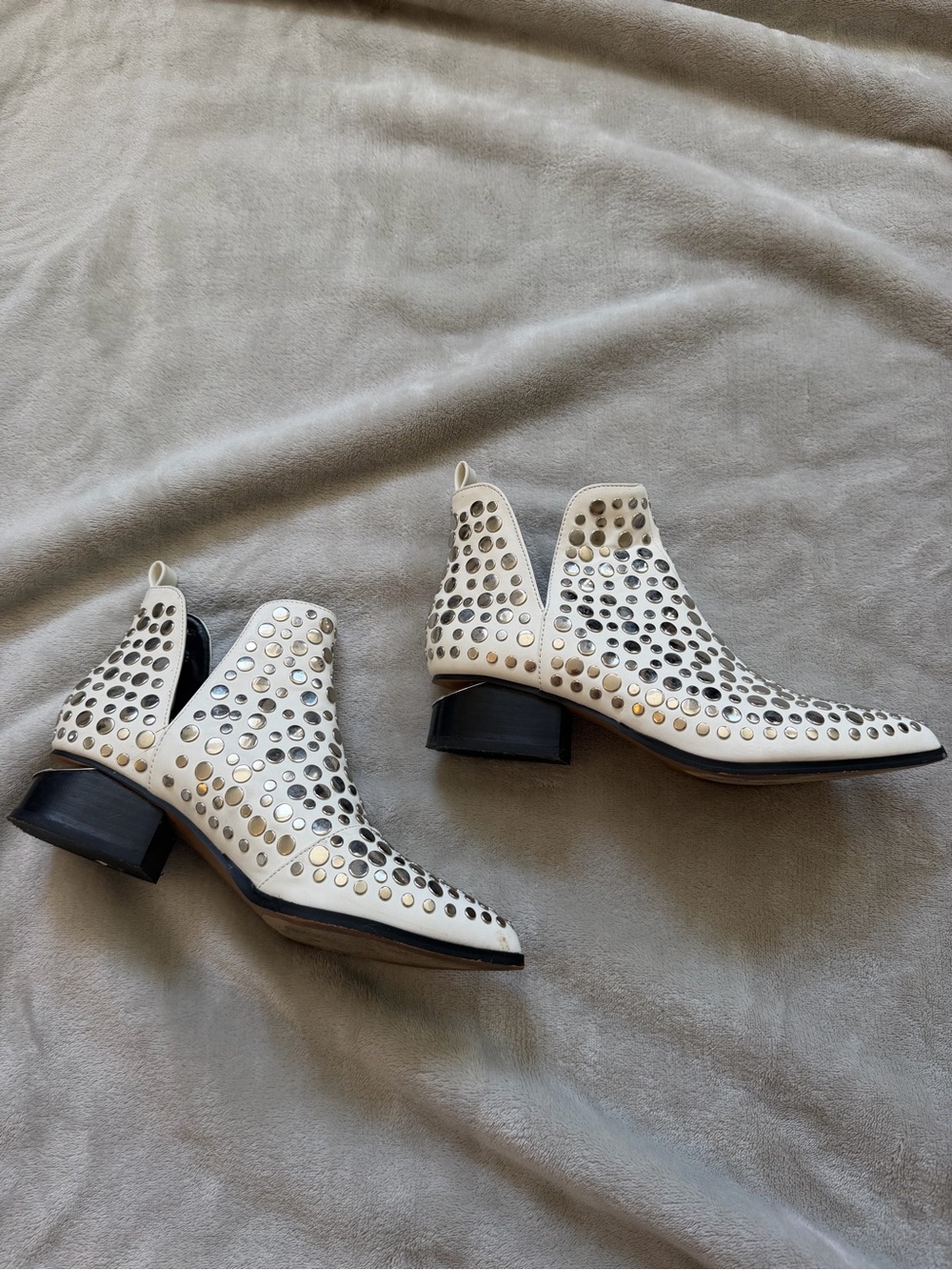 Steve Madden White Studded Ankle Booties